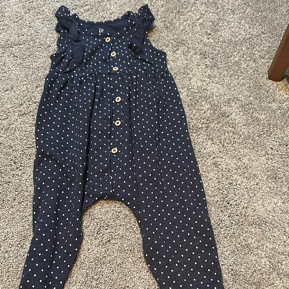 Navy Blue Polka Dot Kids Jumpsuit